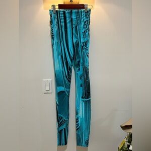 Blue Abstract Print Leggings